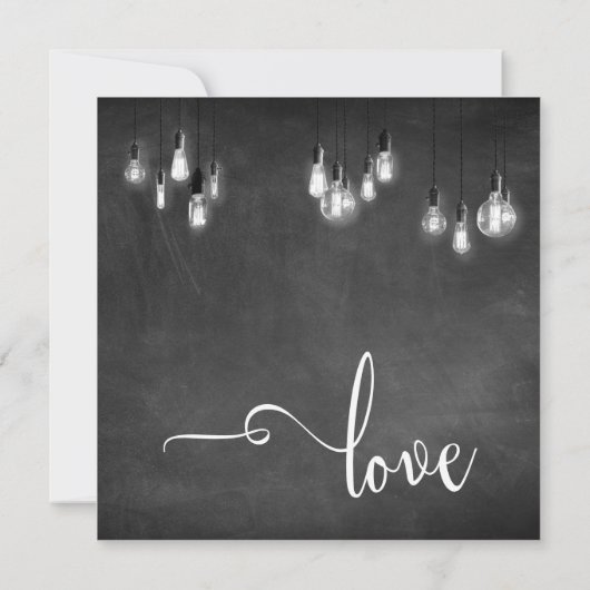 Feiern Sie mit uns Script, Edison Lights Chalkboar Einladung (Rückseite)