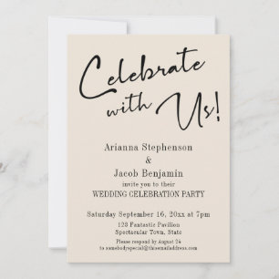 "Feiern Sie mit uns!" Simple Cream Wedding Party Einladung