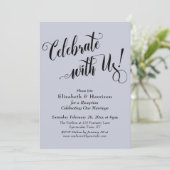 Feiern Sie mit uns! Simple Dusty Blue Einladung (Stehend Vorderseite)