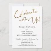 "Feiern Sie mit uns!" Simple Gold Wedding Party Einladung (Vorderseite)