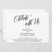 Feiern Sie mit uns Skripte schwarz und weiß Einladung (Vorne/Hinten)