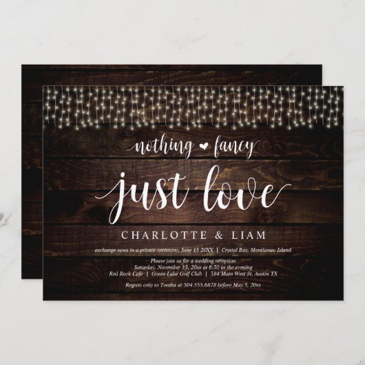 Feiern Sie mit uns, String Light, Wedding Elopemen Einladung (Vorne/Hinten)