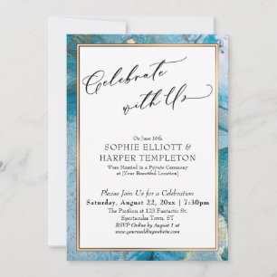 Feiern Sie mit uns Teal- und Gold-Tinten-Empfang N Einladung