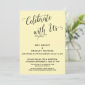 Feiern Sie mit unserem eleganten, gelben Empfang Einladung (Stehend Vorderseite)