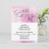 Feiern Sie mit unserem rosa weißen Empfang Einladung (Stehend Vorderseite)