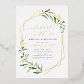 Feiern Sie mit unserer geometrischen Hochzeitsfeie Folieneinladung (Vorderseite)