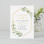 Feiern Sie mit unserer geometrischen Hochzeitsfeie Folieneinladung (Stehend vorne)