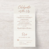 Feiern Sie mit unserer Hochzeitsempfangscreme All-in-One-Einladung (Innenseite)