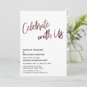 Feiern Sie mit unserer Rose-Gold-Hochzeitsempfehlu Einladung (Stehend Vorderseite)