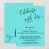 Feiern Sie mit Us Elegante Aqua Empfang-Only Einladung (Vorne/Hinten)
