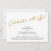 Feiern Sie mit US Handwriting Gold Basic Empfang Einladung (Vorderseite)