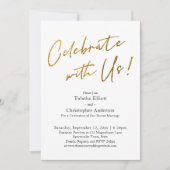 Feiern Sie mit US Handwriting Gold Basic Empfang Einladung (Vorderseite)