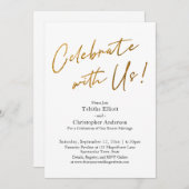 Feiern Sie mit US Handwriting Gold Basic Empfang Einladung (Vorne/Hinten)
