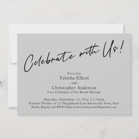 Feiern Sie mit US Handwriting Simple Light Gray Einladung (Vorderseite)