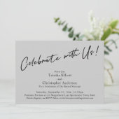 Feiern Sie mit US Handwriting Simple Light Gray Einladung (Stehend Vorderseite)