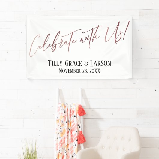 Feiern Sie mit US Rose Gold Handwriting Typografie Banner (Insitu)