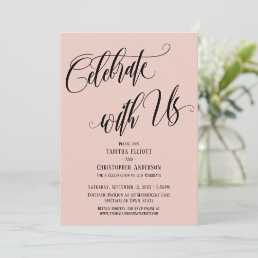 Feiern Sie mit US-Skripterneuerung mit Rosa Rosa Einladung (Stehend Vorderseite)