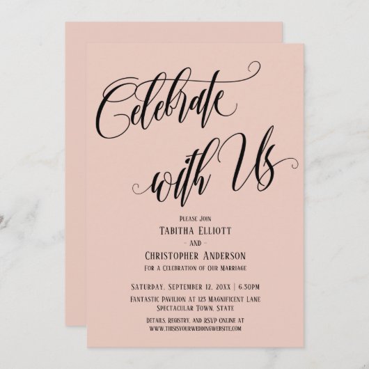 Feiern Sie mit US-Skripterneuerung mit Rosa Rosa Einladung (Vorne/Hinten)