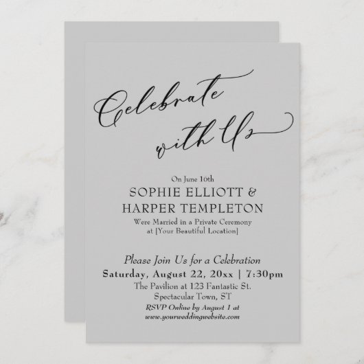 Feiern Sie nur mit Hübschem, grau-grauem Empfang Einladung (Vorne/Hinten)