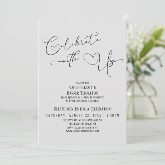 Feiern Sie nur mit Hübschem, grau-grauem Empfang Einladung (Stehend Vorderseite)