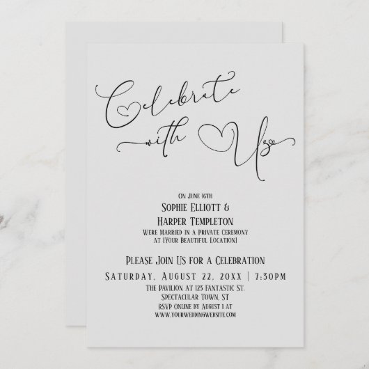 Feiern Sie nur mit Hübschem, grau-grauem Empfang Einladung (Vorne/Hinten)