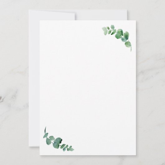 Feiern Sie nur mit unserem einfachen Eukalyptus-Em Einladung (Rückseite)
