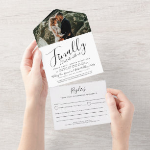 Feiern Sie schließlich Foto Mono verspätete Hochze All In One Einladung