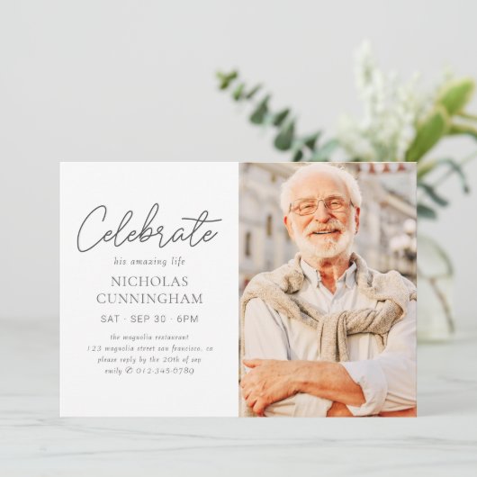 Feiern Sie sein Phantastisches Leben Einfaches Mod Einladung (Stehend Vorderseite)