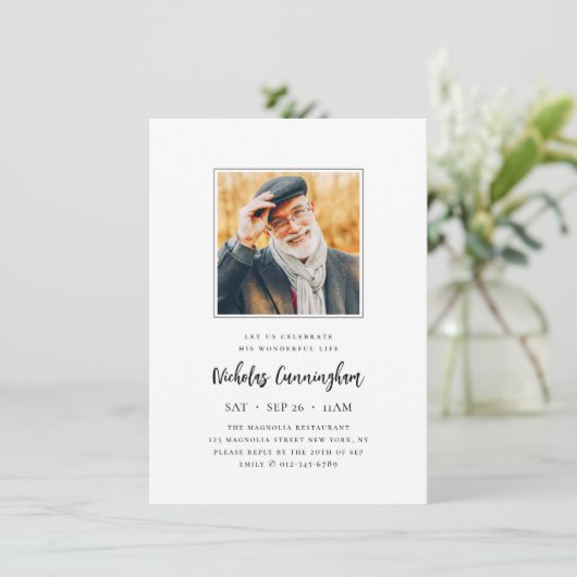 Feiern Sie sein wundervolles Leben Modernes Gedäch Einladung (Stehend Vorderseite)