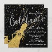 Feiern Sie Silver & Gold Champagne Party Einladung (Vorne/Hinten)