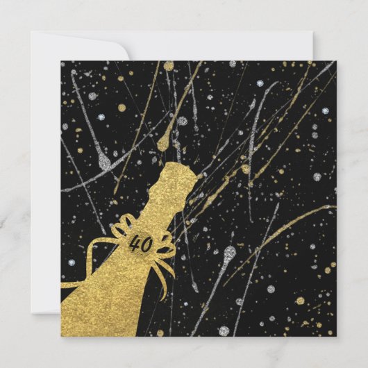 Feiern Sie Silver & Gold Champagne Party Einladung (Rückseite)