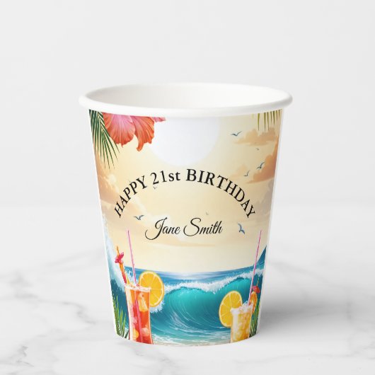 Feiern Sie stilvoll für Ihren besonderen 21. Gebur Pappbecher (Vorderseite)