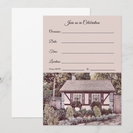 Feiern Sie uns - Englische Hütte Ankündigung (Vorne/Hinten)