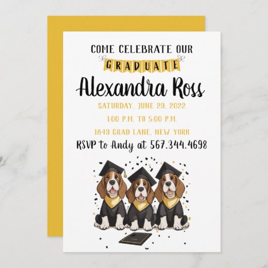 Feiern Sie unsere Hunde im Basset-Studium Einladung (Vorne/Hinten)