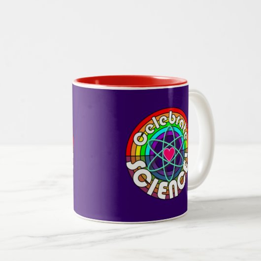Feiern Sie Wissenschaft! Regenbogenatom Zweifarbige Tasse (VorderseiteRechts)