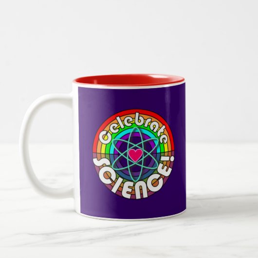 Feiern Sie Wissenschaft! Regenbogenatom Zweifarbige Tasse (Links)