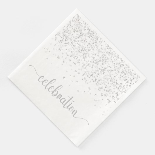 Feiern Silber White Paper Dinner Serviette (Ecke)