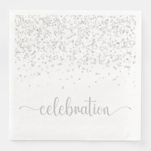 Feiern Silber White Paper Dinner Serviette (Vorderseite)