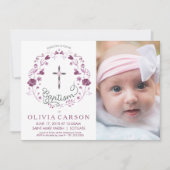 Feiern, Taufen Foto Einladung mit Kreuz (Vorderseite)