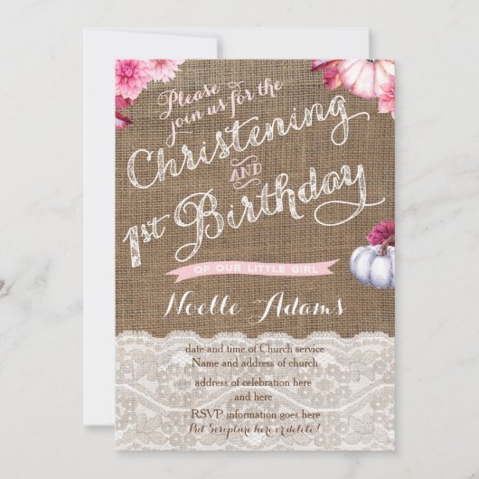 Feiern und 1. Geburtstag Party im Herbst Einladung (Vorderseite)