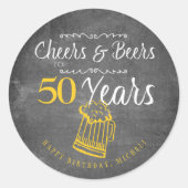 Feiern und Biere bis 50 Jahre Typografie Geburtsta Runder Aufkleber (Vorderseite)
