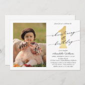 Feiern und erstes Foto zum Geburtstag Einladung (Vorne/Hinten)