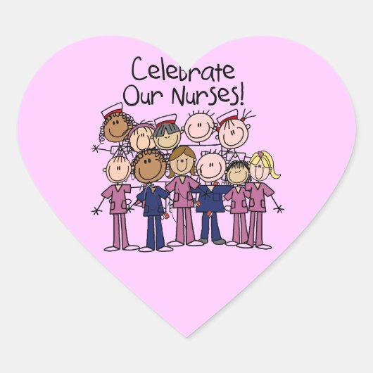 Feiern unsere Krankenschwestern Herz-Aufkleber (Vorderseite)