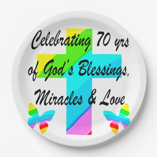 FEIERN VON 70. SCHALTFLÄCHE UND KREUZUNG PAPPTELLER (Vorderseite)