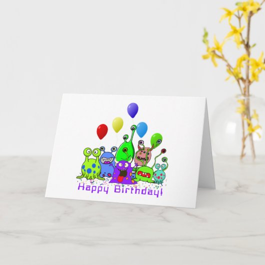 Feiern von Außerirdischen zum Geburtstag Karte (Gelbe Blume)