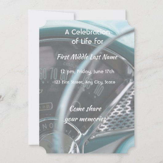 Feiern von Auto-Fahrzeugen für alte Fahrzeuge Einladung (Rückseite)