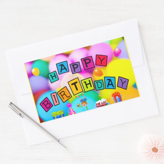 Feiern von Happy Birthday Rechteckiger Aufkleber (Umschlag)