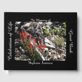 Feiern von Leben, Name, Rote Blume und Felsen, Gästebuch (Vorderseite)