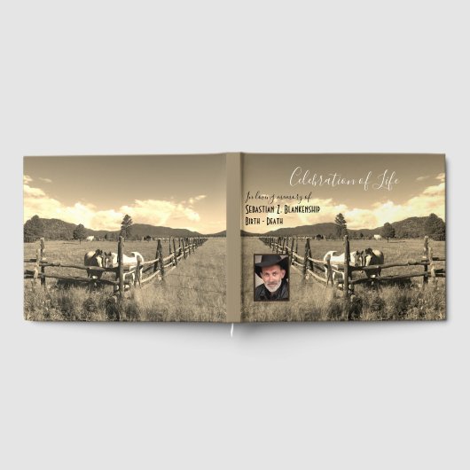 Feiern von Sepia-Pferden nach Maß Foto Gästebuch (Voll)