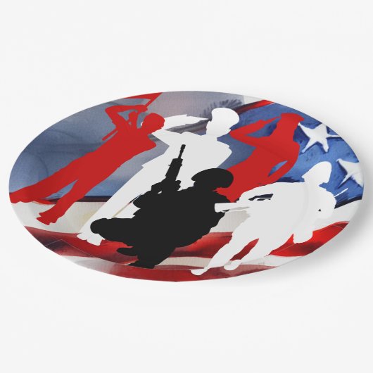 Feiern von Veteranen Pappteller (Schrägansicht)